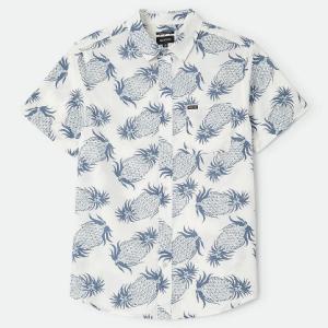 BRIXTON SKJORTA - CHARTER PRINT S/S WVN OFF WHITE PINEAPPLE