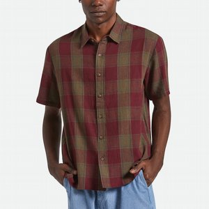 BRIXTON SKJORTA - CRU LINEN BLEND S/S WVN OLSPP