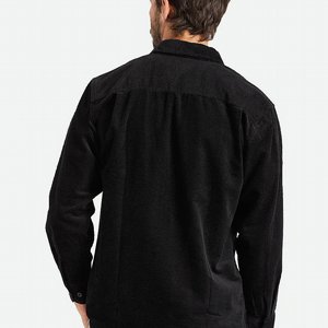 BRIXTON SKJORTA - PORTER L/S WAFFLE CORDUROY - BLACK