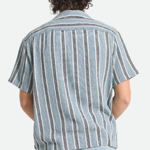 BRIXTON SKJORTA - THE DEXTER TEXTURED STRIPR S/S BLACK/DUSTY BLUE 3 thumbnail