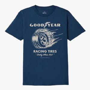 BRIXTON T-SHIRT - GOODYEAR CHEATER SLICK S/S - NAVY