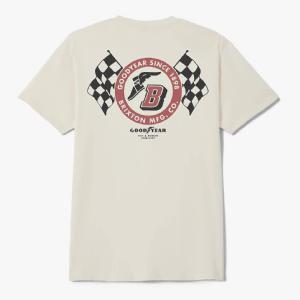 BRIXTON T-SHIRT - GOODYEAR SPEEDWAY S/S - CREAM