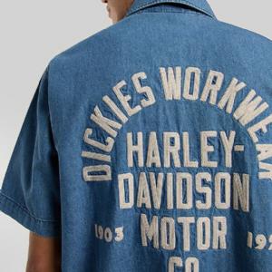 DICKIES SKJORTA - X HARLEY DAVIDSON CAMBARY WORK SHIRT BLUE 3 thumbnail