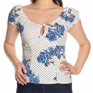 HELL BUNNY TOPP - LORI BL ROSOR +PLUSSIZE