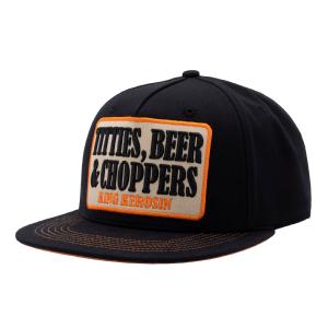 KING KEROSIN - FLAT BRIM CAP "TITTIES,BEER & CHOPPERS" BLACK