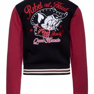 KING KEROSIN - JACKA COLLEGE SWEATJACKET HOWDY BLACK&BORDEAUX 2 thumbnail