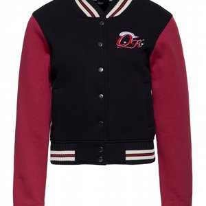 KING KEROSIN - JACKA COLLEGE SWEATJACKET HOWDY BLACK&BORDEAUX