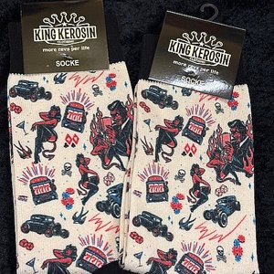 KING KEROSIN SOCKS - ROCKABILLY DEVIL OFFWHITE