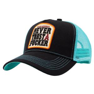 KING KEROSIN - TRUCKER CAP "NEVER TRUST A FUCKER" BLACK & MINT