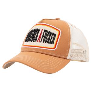 KING KEROSIN - TRUCKER CAP "NEVER FUCK A FUCKER" BROWN & WHITE