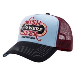 KING KEROSIN - TRUCKER CAP "WISH YOU WERE BEER" BLACK SKYBLUE
