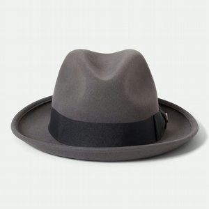 BRIXTON HATT - HORTO CB PACKABLE FELT FEDORA GREY/CHARCOAL 2 thumbnail