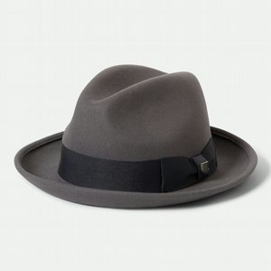 BRIXTON HATT - HORTO CB PACKABLE FELT FEDORA GREY/CHARCOAL