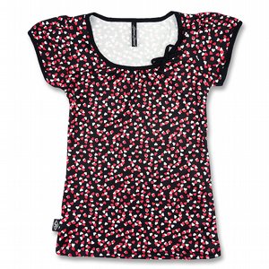 LIQOURBRAND PUFFÄRMS TOPP - HEARTS RED/WHITE