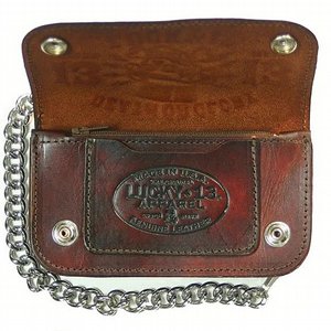 LUCKY 13 EMBOSSED 6" LEATHER WALLET - DEATH OR GLORY Antiqued brown 2 thumbnail