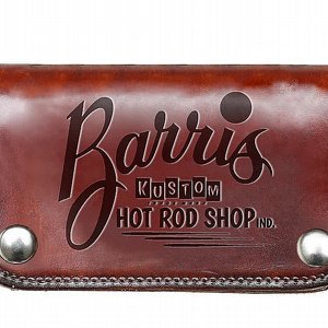 LUCKY 13 EMBOSSED LEATHER WALLET - BARRIS KUSTOM ANTIQUED