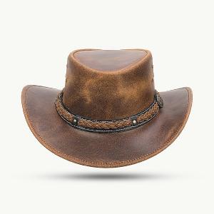 SCIPPIS HATT - BARRINGTON Leather hat rugged earth brown 3 thumbnail