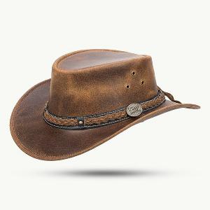 SCIPPIS HATT - BARRINGTON Leather hat rugged earth brown