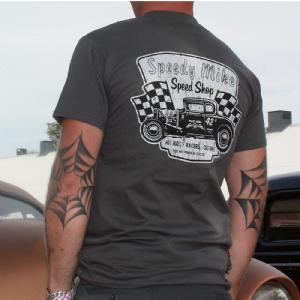 SPEEDY MIKE T-SHIRT - KRACKELERAD GR� BACK PRINT