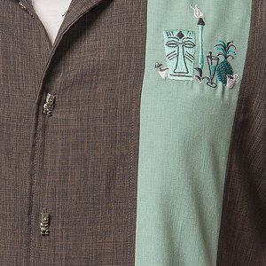 STEADY CLOTHING SKJORTA - THE MICKEY CHARCOAL/SEA GREEN 2 thumbnail