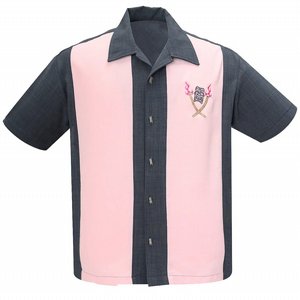 STEADY CLOTHING SKJORTA - TROPICAL ITCH CHARCOAL/PINK
