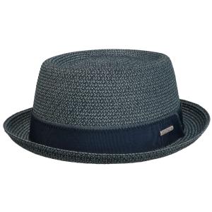 STETSON HATT - PORK PIE TOYO STRAW LIGHTBLUE/NAVY