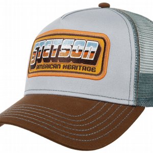 STETSON KEPS -TRUCKER CAP CHROME BROWN/TURQUOSE