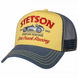 STETSON KEPS - TRUCKER CAP DIRT TRACK RACING YELLOW/BLUE