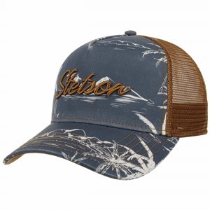 STETSON KEPS - TRUCKER CAP MINIMAL ALOHA PRINT BLUE/BROWN