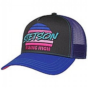 STETSON KEPS - TRUCKER CAP RISING HIGH SVART/BL�