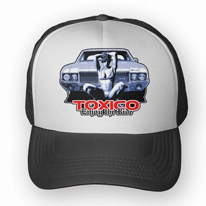 TOXICO KEPS - ENJOY THE RIDE TRUCKER HAT WHITE & CHARCOAL
