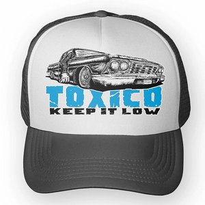 TOXICO KEPS -KEEP IT LOW TRUCKER HAT WHITE & CHARCOAL
